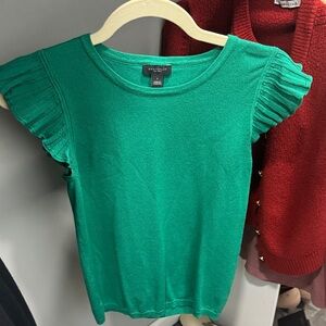 Ann Taylor Vibrant Green Short Sleeve Dress Top - Size Small